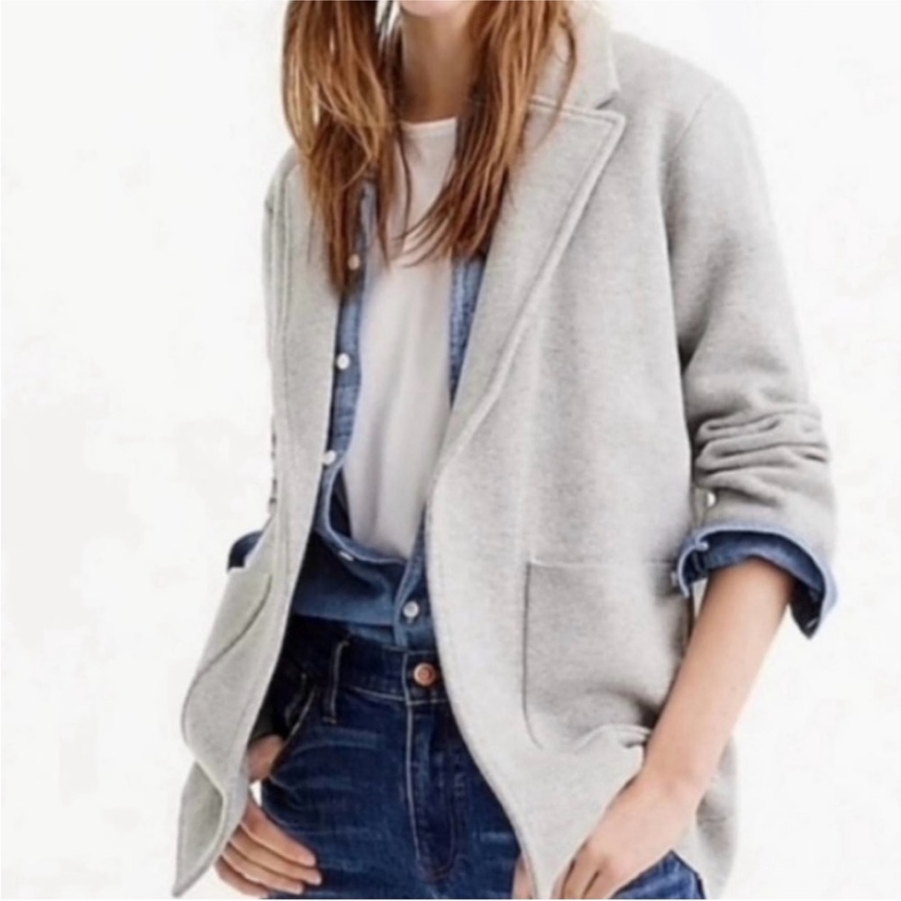 J. Crew Merino Wool Sophie Knit Open Front Blazer Cardigan Gray XXS